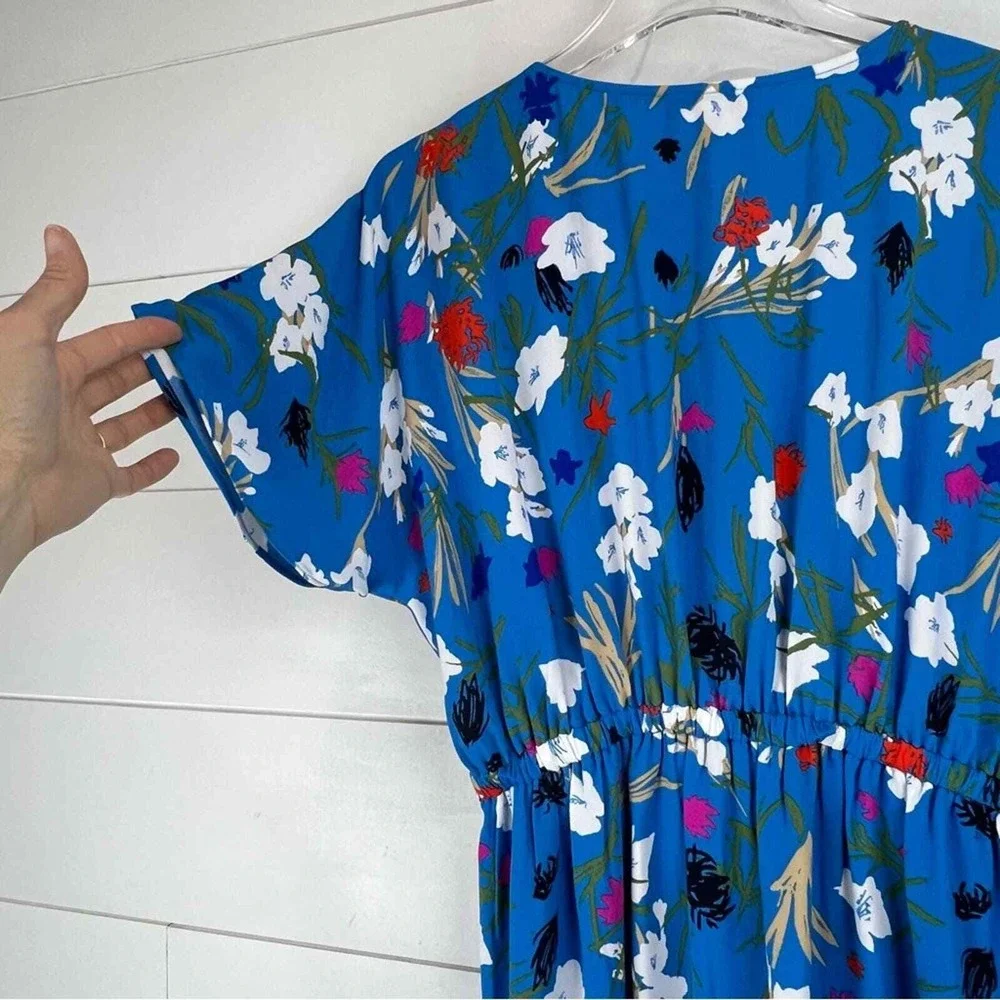 NWT J.Crew Mercantile Floral High Low Wrap Dress Women‎ S EMMAHANSI cababa blue